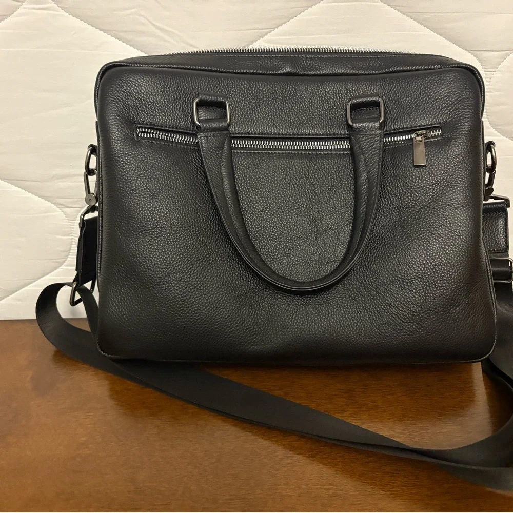 Black Leather laptop Bag